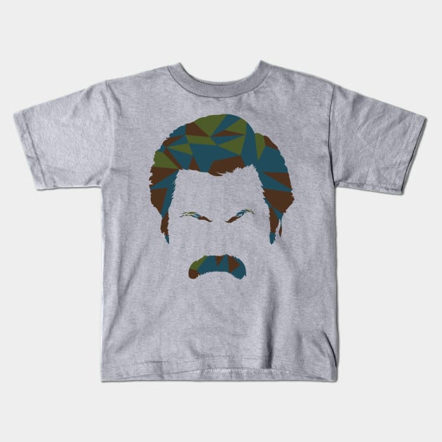 Ron Swanson Mustache Graphic Kids T-Shirt by polliadesign